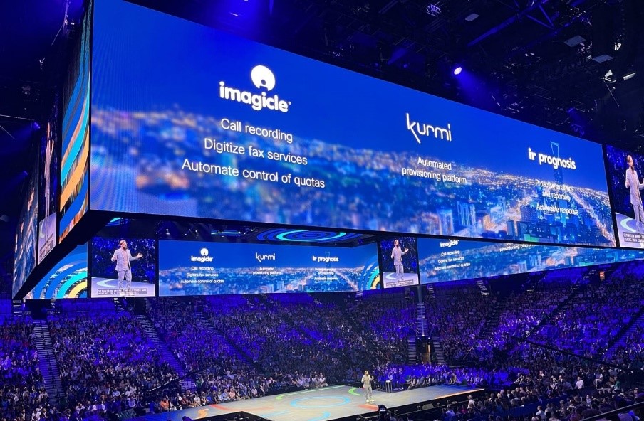Kurmi logo displayed center stage at Cisco Impact 2023 closing presentation.